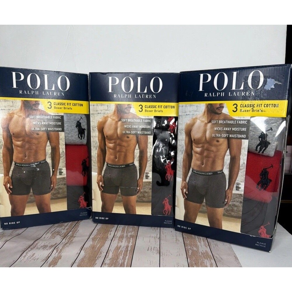 Polo Ralph Lauren 3-Pack Boxer Briefs Classic Fit Cotton Multi-Color New 3-SETS